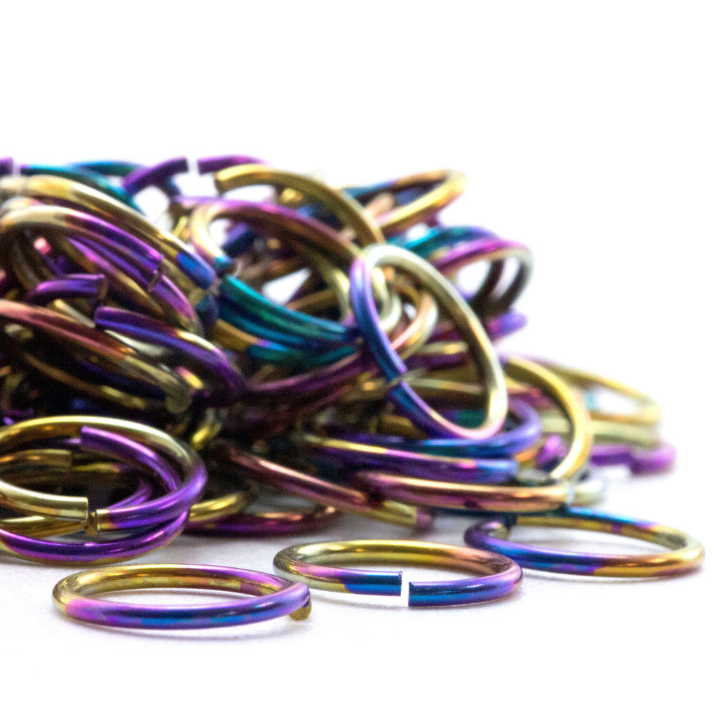 100 Tie Dye Anodized Niobium Jump Rings in Your Choice of Gauge and Diameter