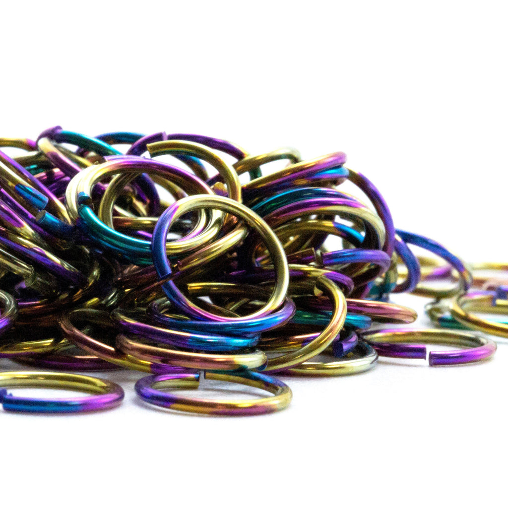 100 Tie Dye Anodized Niobium Jump Rings in Your Choice of Gauge and Diameter