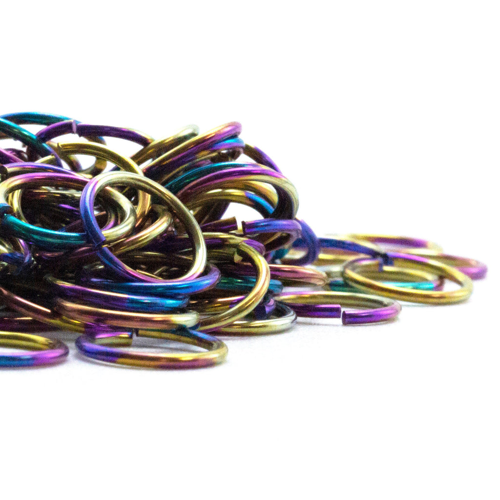 100 Tie Dye Anodized Niobium Jump Rings in Your Choice of Gauge and Diameter