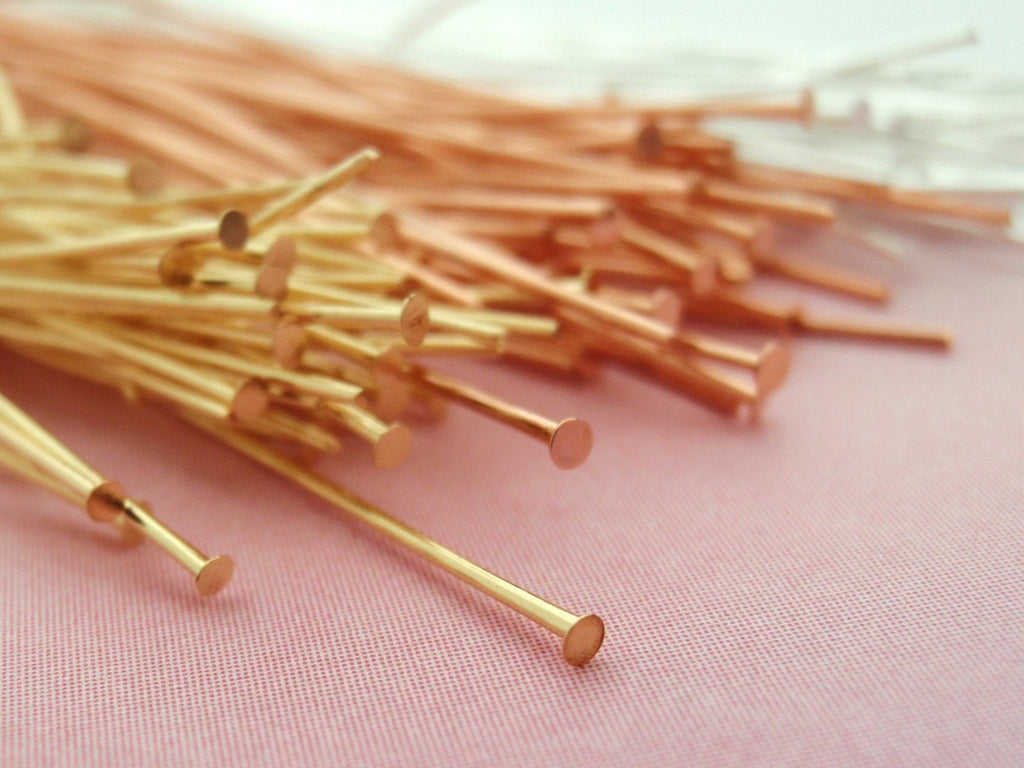 Sample Pack Head Pins- Copper, Silver and Gold Plate - 2 inches - 24 gauge - Quantity 144