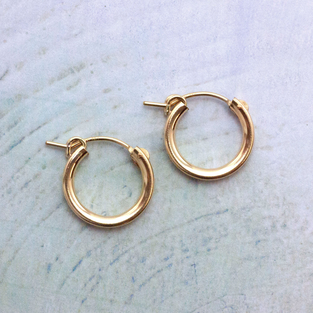 1 Pair 14kt Gold Filled Hinged Beading Hoops - 15mm, 22mm, 35mm