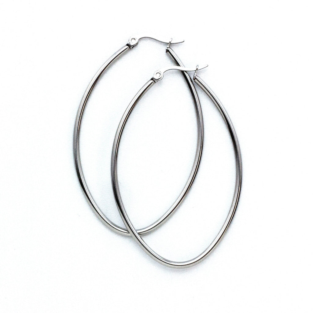 3 Pairs Surgical Steel Hinged Oval Beading Hoops in 3 Sizes