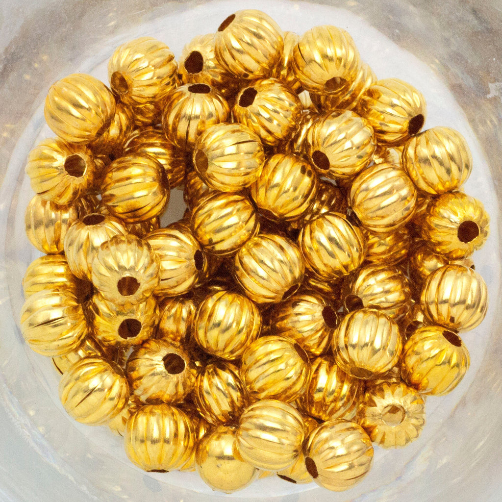 Corrugated Round Beads in Yellow Brass or Gold Brass - Ready to Patina or Seal 2.4mm, 3.2mm, 4mm, 4.8mm, 6.3mm, 8mm, 9.5mm