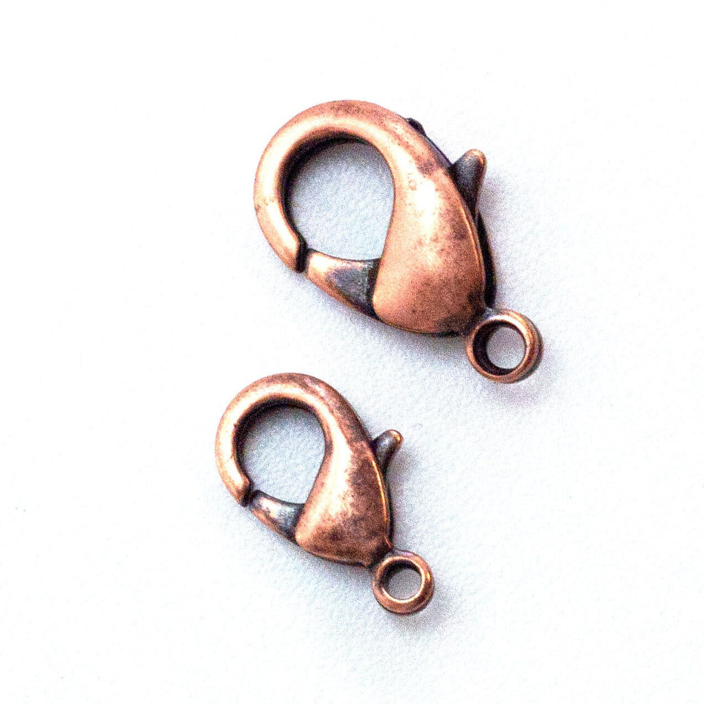 Clearance Sale Antique Copper and Antique Gold Plated Brass Lobster Clasps - Teardrop Style