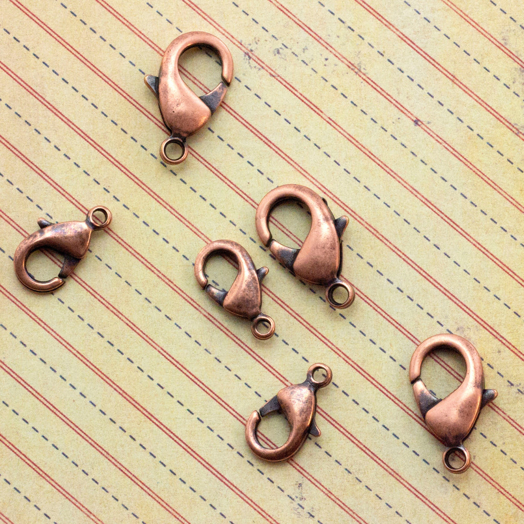 Clearance Sale Antique Copper and Antique Gold Plated Brass Lobster Clasps - Teardrop Style