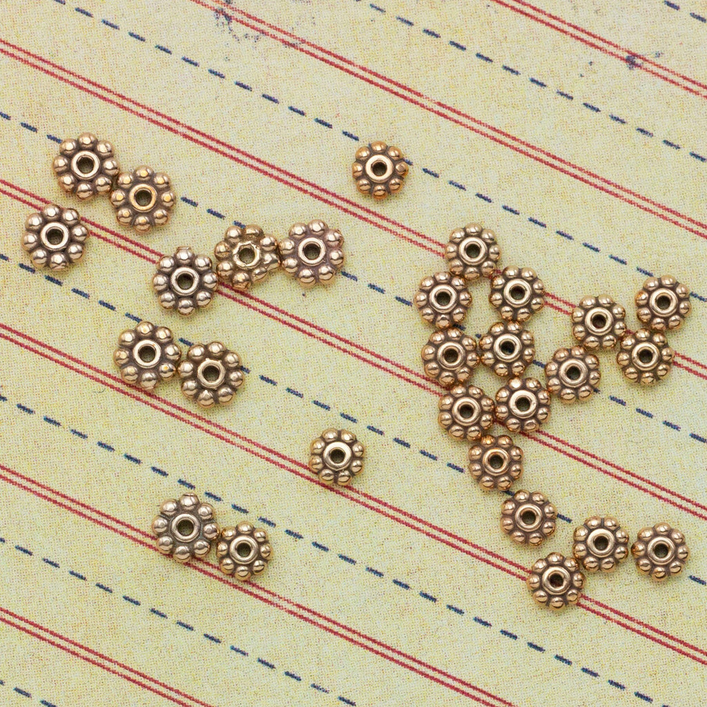 25 Bronze Heshi Beads 3mm X 1mm and 4mm X 1mm - 100% Guarantee