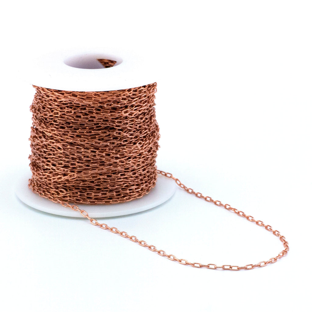 Copper 2.4mm Long Oval Cable Chain - By The Foot or Finished with Lobster Clasp