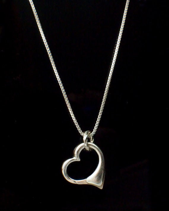 Sterling Silver Ring Holding Heart Necklace - Small