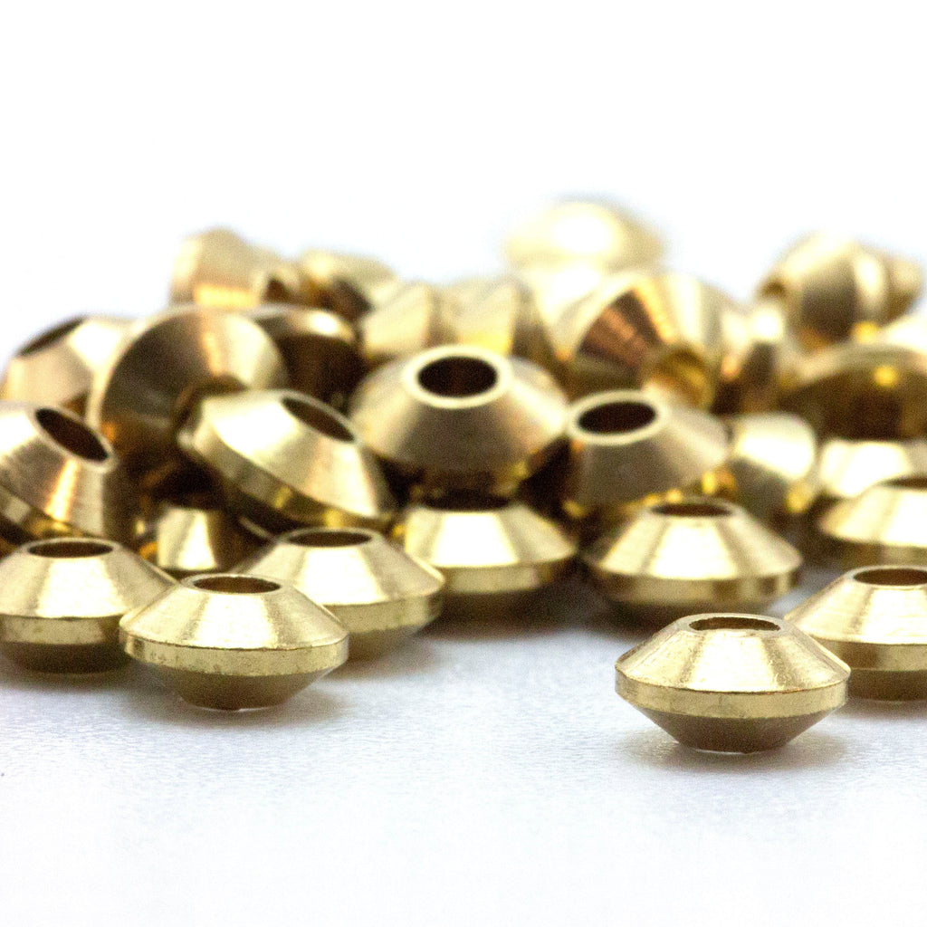 15 - Solid Brass Saucer Beads - 6mm X 4mm