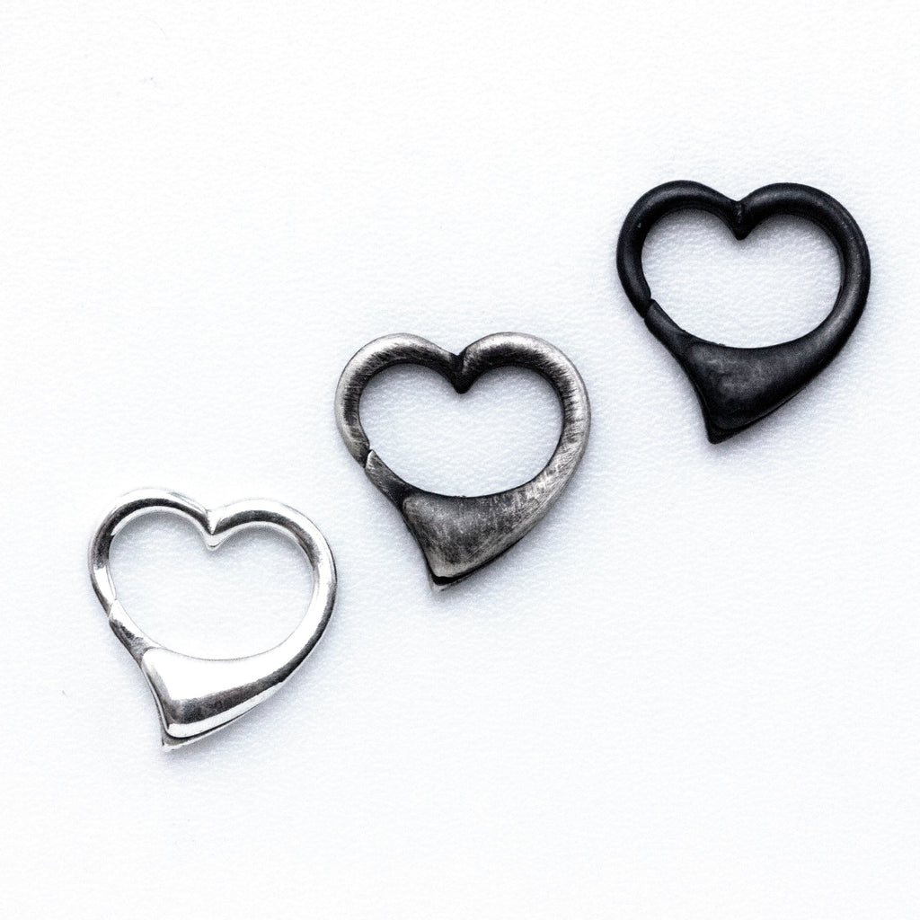 1 Sterling Silver Heart Lobster Clasp - Triggerless - Simply Stunning - 13.5mm - Shiny, Antique or Black - Best Commercially Made