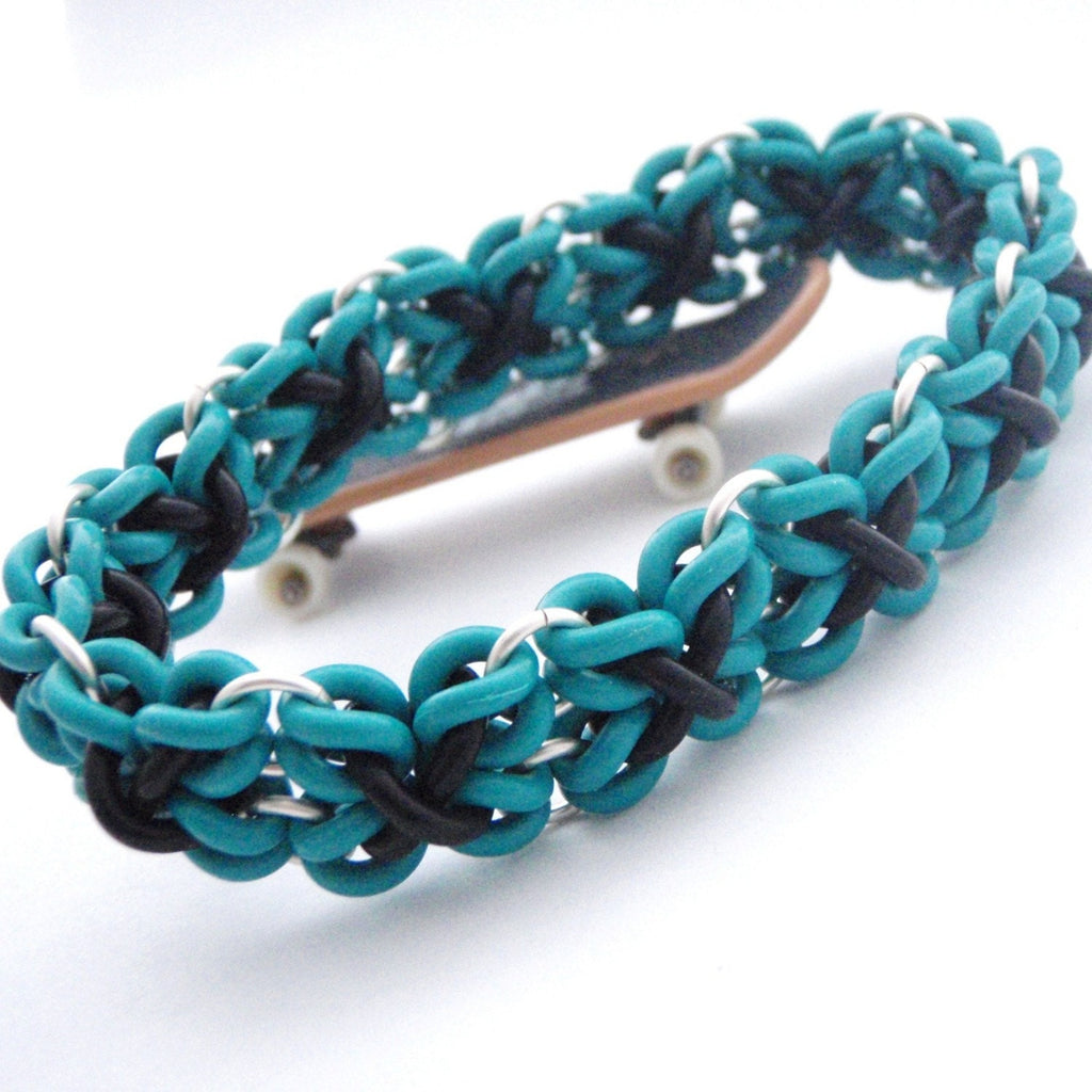 Just For The Stretch Of It Chainmaille Bracelet  Kit -Teal And Black or YOUR Pick of Colors