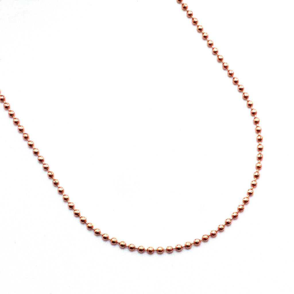 Solid Copper Ball Chain 2.4mm - By the Foot or Finished with Free Connectors - Shiny or Antique Finish - Made in USA