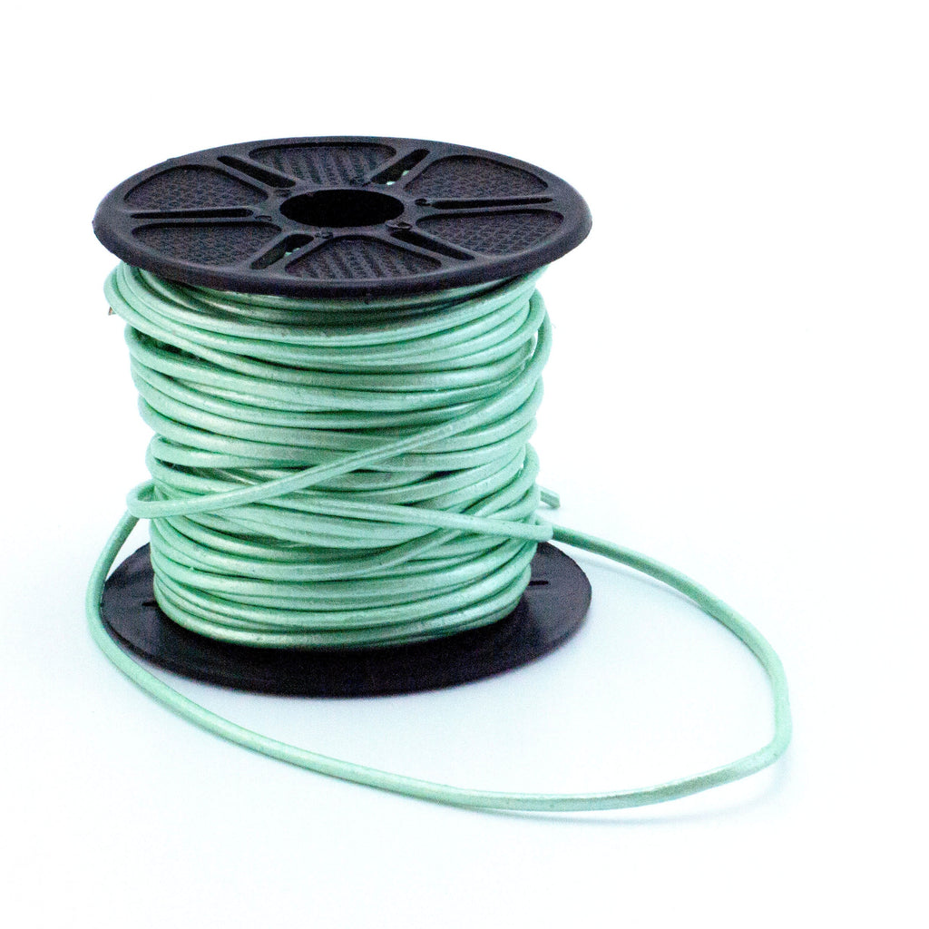 2mm Metallic Seafoam Indian Leather Cord - By The Yard
