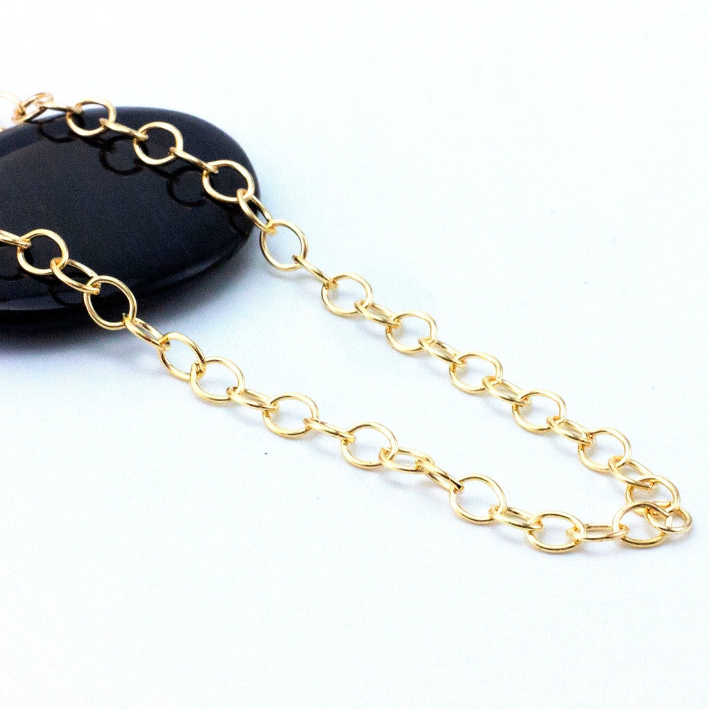Solid Brass 6mm Links - Oval Cable Chain - By the Foot or Finished with a Gold Plate Lobster Clasp - Made in the USA