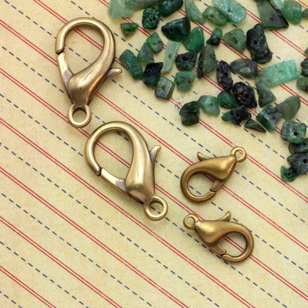 Clearance Sale Antique Copper and Antique Gold Plated Brass Lobster Clasps - Teardrop Style