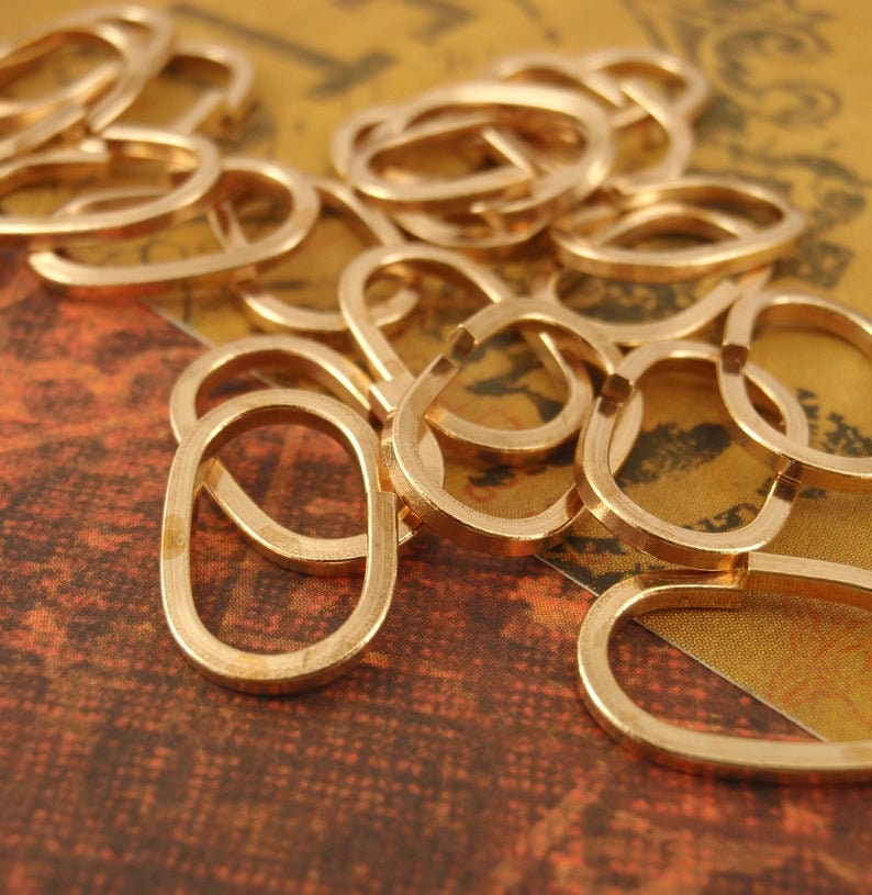 10 Bronze OVAL Square wire Jump Rings 16 gauge 13mm x 6.5mm ID - Raw or Antique Oxidized Finish