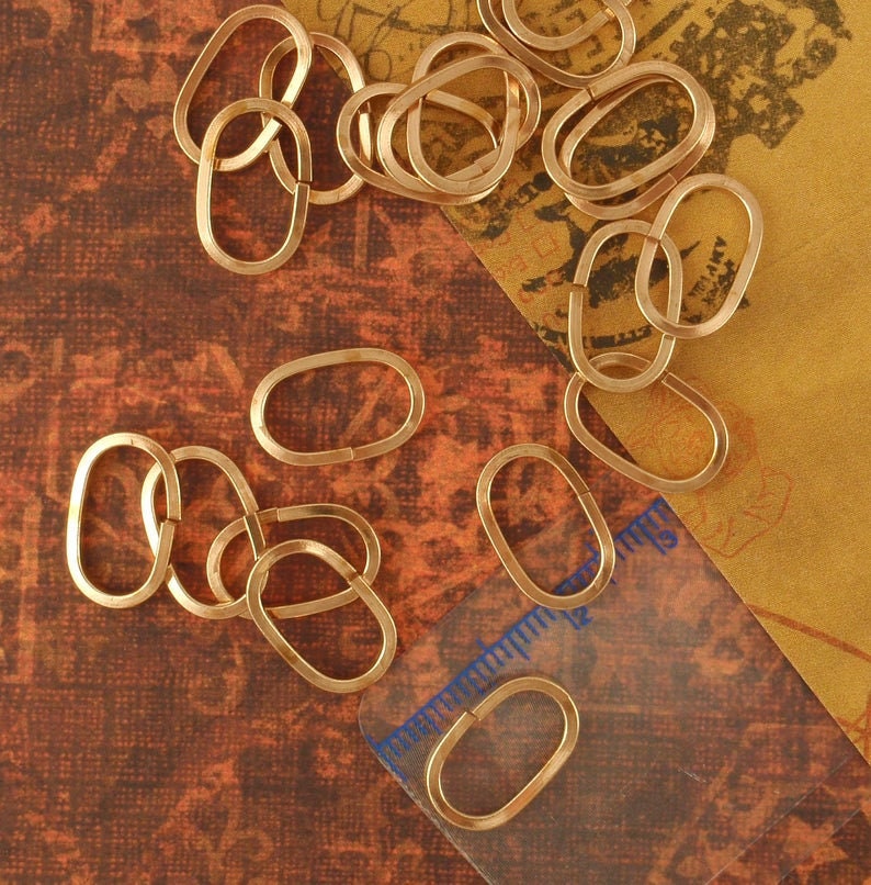 10 Bronze OVAL Square wire Jump Rings 16 gauge 13mm x 6.5mm ID - Raw or Antique Oxidized Finish