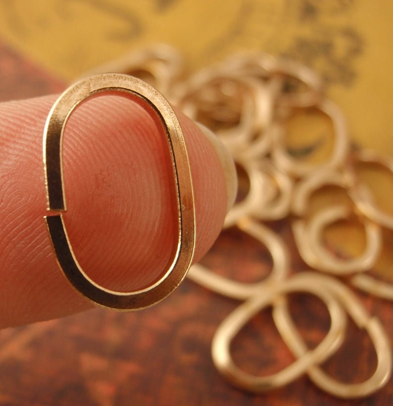 10 Bronze OVAL Square wire Jump Rings 16 gauge 13mm x 6.5mm ID - Raw or Antique Oxidized Finish