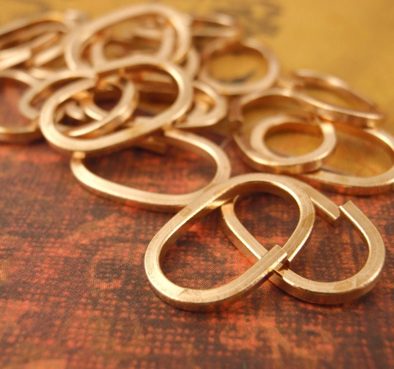 10 Bronze OVAL Square wire Jump Rings 16 gauge 13mm x 6.5mm ID - Raw or Antique Oxidized Finish