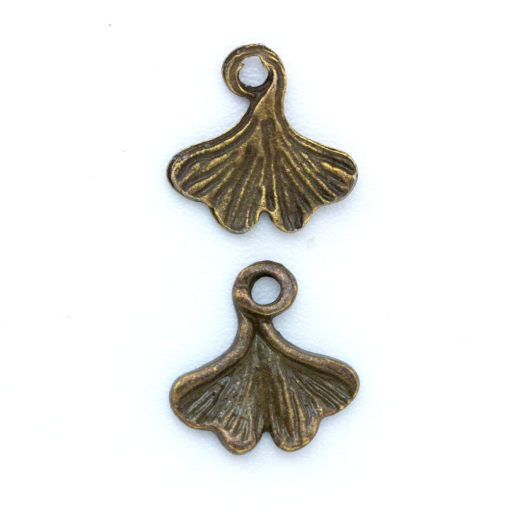 10 Ginkgo Leaf Charms - 12.5mm in Antique Gold