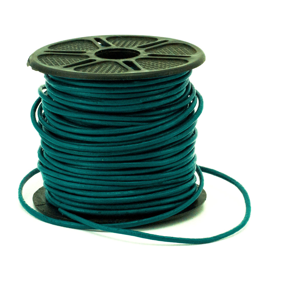 2mm Teal Blue Green Indian Leather Cord - By The Yard