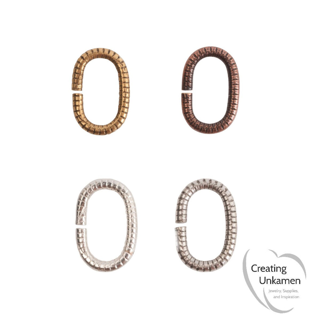 Textured Oval Jump Rings 16 gauge 9mm x 6mm OD Nunn Design