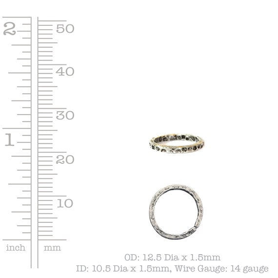 Jumpring 12.5mm OD Square Wire Hammered Circle by Nunn Design