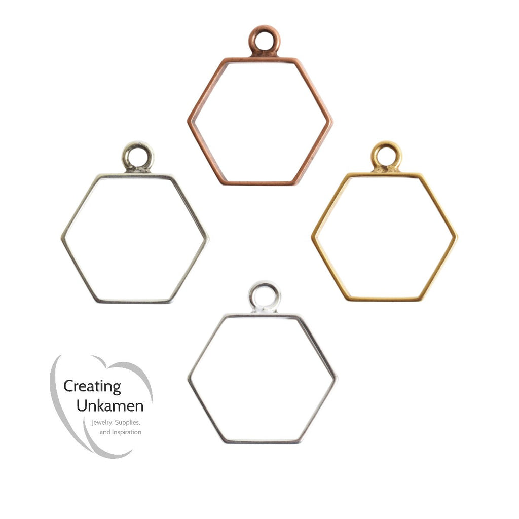 SALE - Open Frame Mini Hexagon Honeycomb Charm Made in the USA by Nunn Design