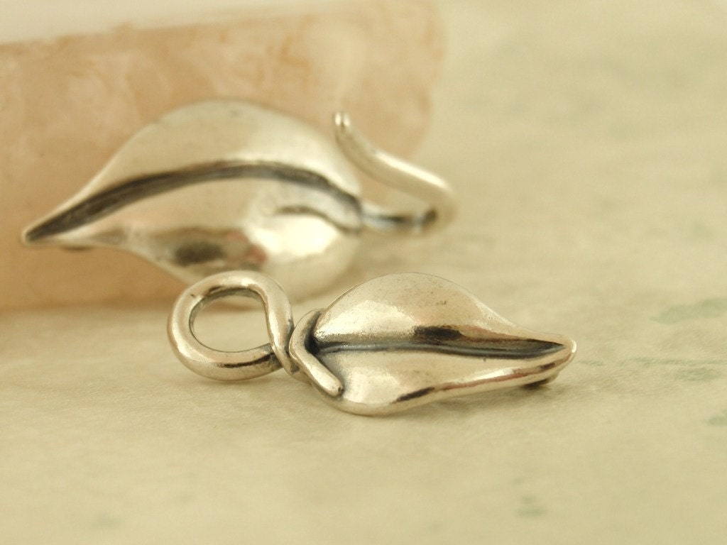 1 Sterling Silver Leaf Hook and Eye Clasp - 48mm X 14mm - 100% Guarantee