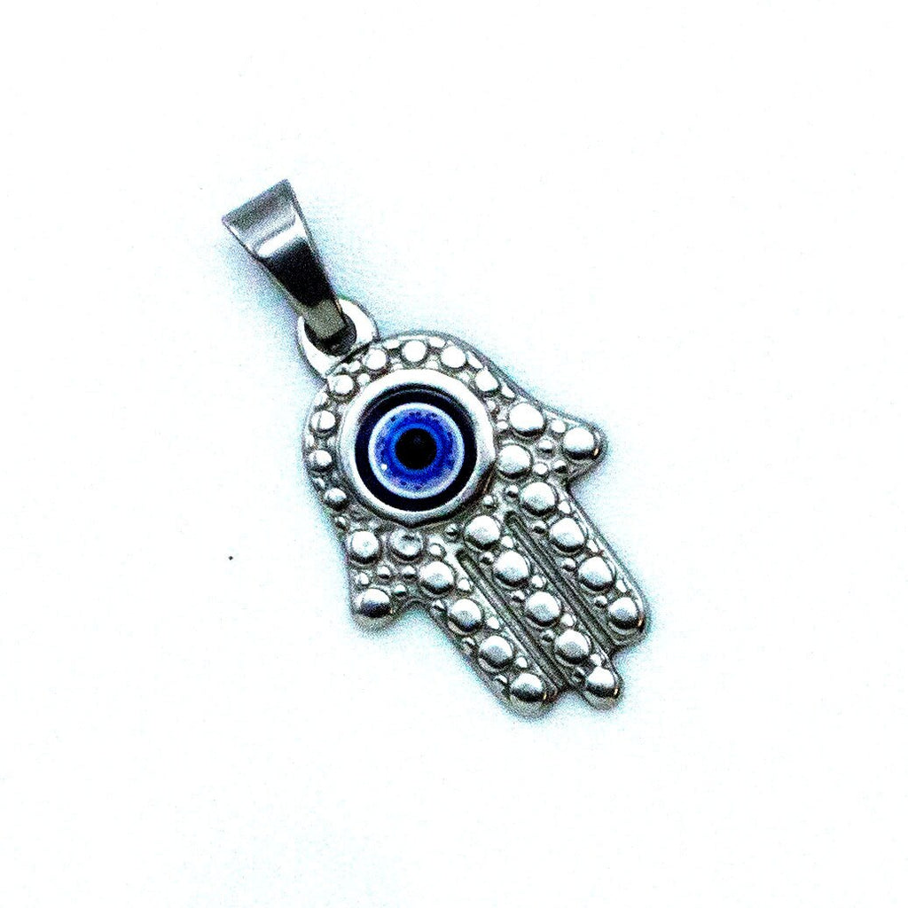 Stainless Steel Fatima Hand with Eye Pendant - 16mm X 12mm