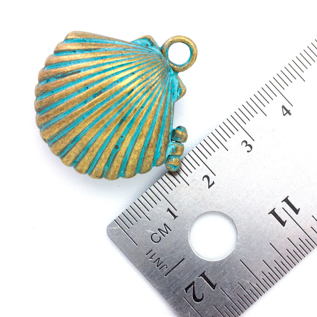 Sea Shell Verdigris Pendant Locket - 30mm X 28mm