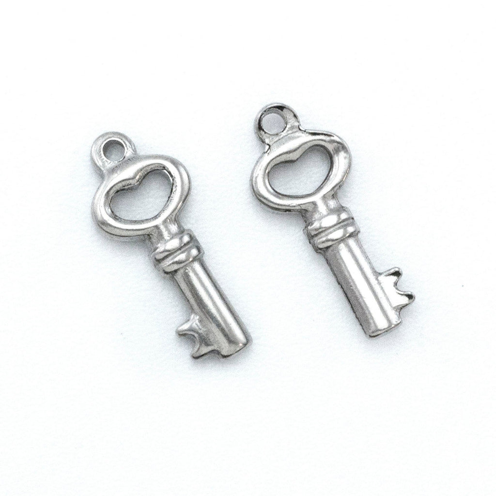 1 Stainless Steel Key Charm - 17mm x 8mm - 100% Guarantee
