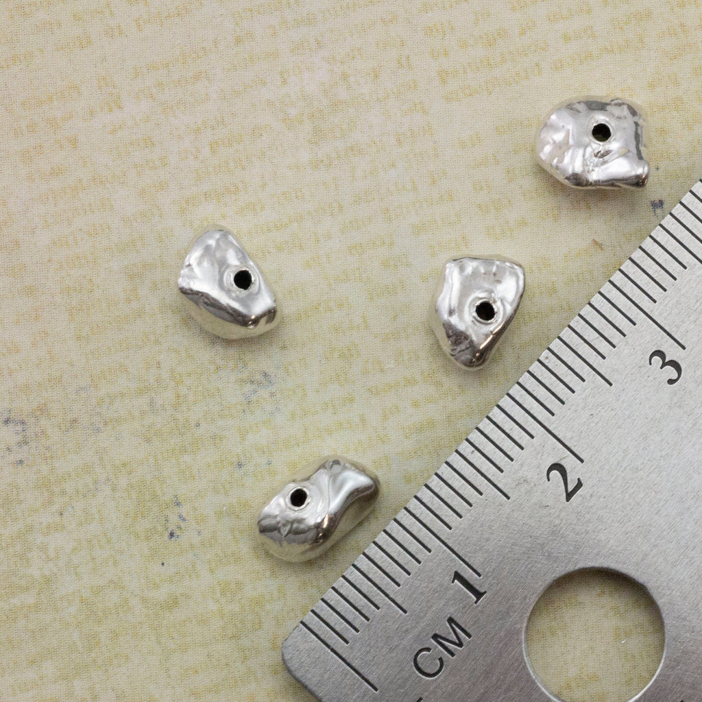 Sterling Silver Nugget Beads -  7.5mm X 5mm
