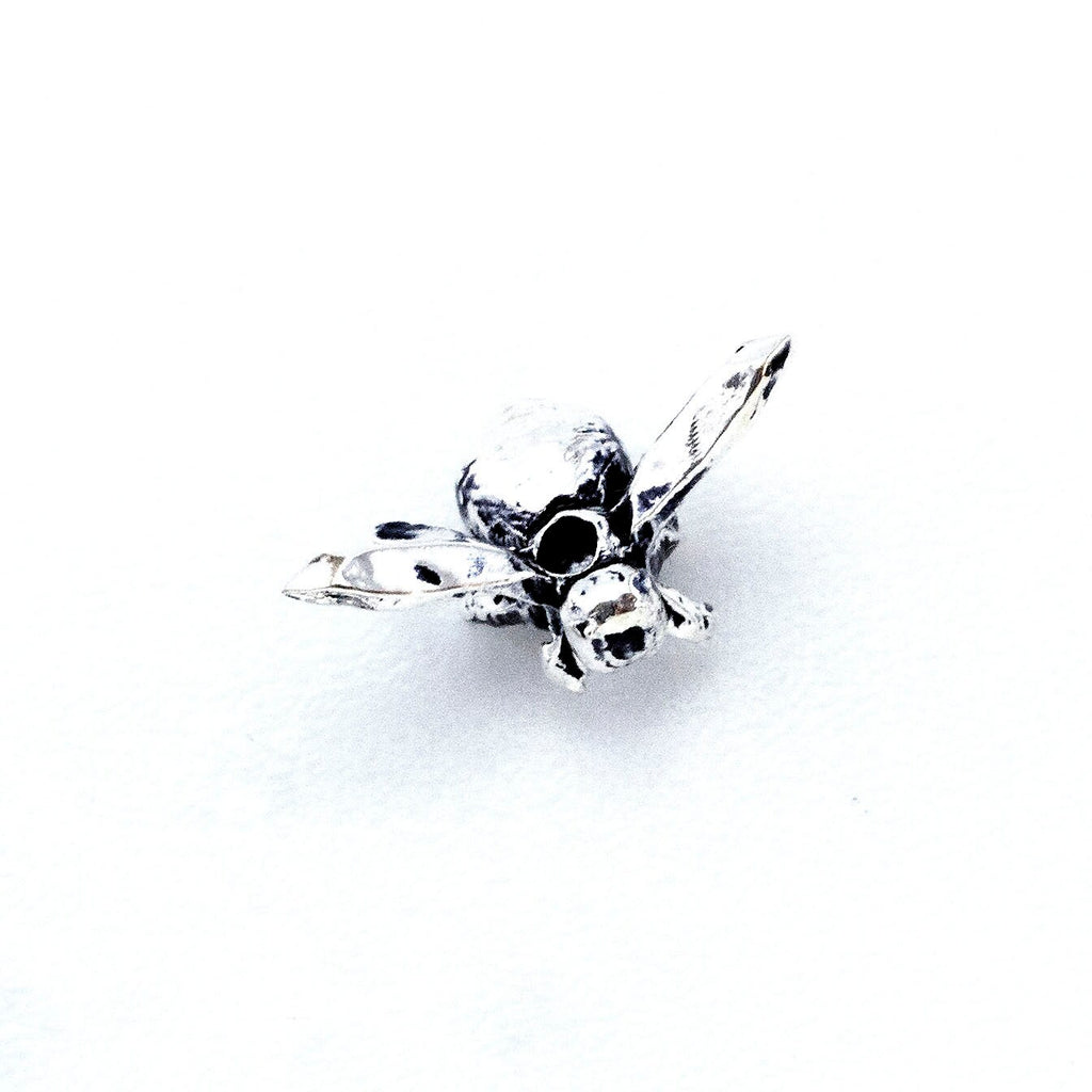 Lifelike Bee Bead in Antique Silver Plate 13mm X 7mm