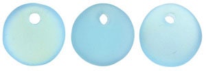 25 Lentil Beads 6mm Matte Aquamarine AB Czech Pressed Glass - Clearance Sale