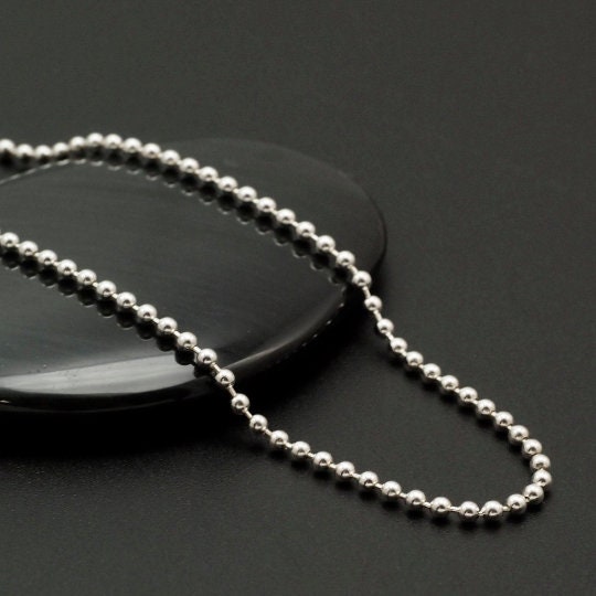 Sterling Silver Bead Chain - 1mm - By the Foot or Finished in Custom Lengths and Finishes - Bright, Antique or Black -  Made in the USA