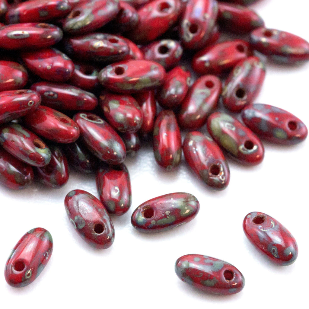 Opaque Red Picasso Rizo Czech Beads - 5mm x 2.5mm - 6.25 Grams - 100% Guarantee