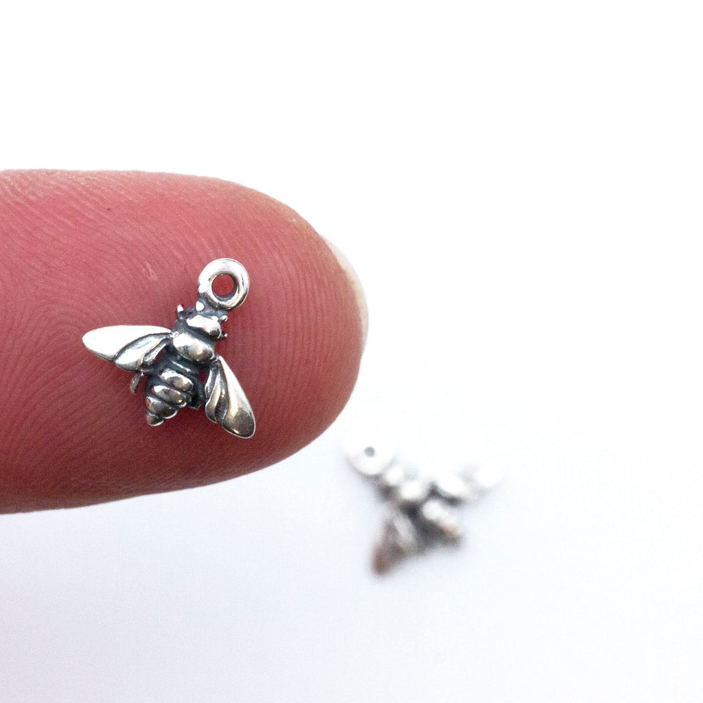 Sterling Silver Honey Bee Charm - 9.1mm X 9.6mm