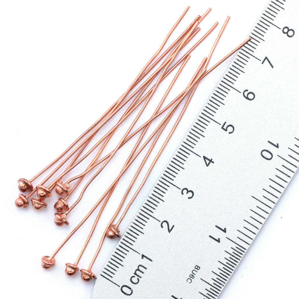 12 Rustic Copper Ball Head Pins - 22 gauge 2 1/2 inches