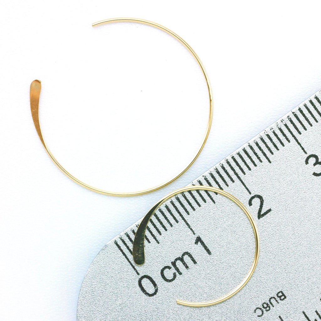 14kt Gold Filled Simple Open Hoop Ear Wires with Hammered End - 18mm or 26mm