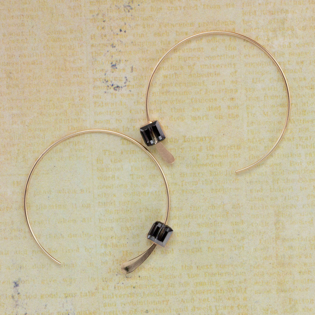 14kt Gold Filled Simple Open Hoop Ear Wires with Hammered End - 18mm or 26mm
