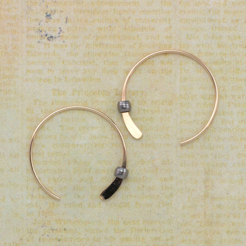 14kt Gold Filled Simple Open Hoop Ear Wires with Hammered End - 18mm or 26mm