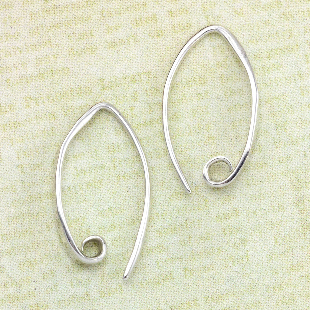 Small Hammered Balloon Sterling Silver Ear Wires 18mm X 9mm