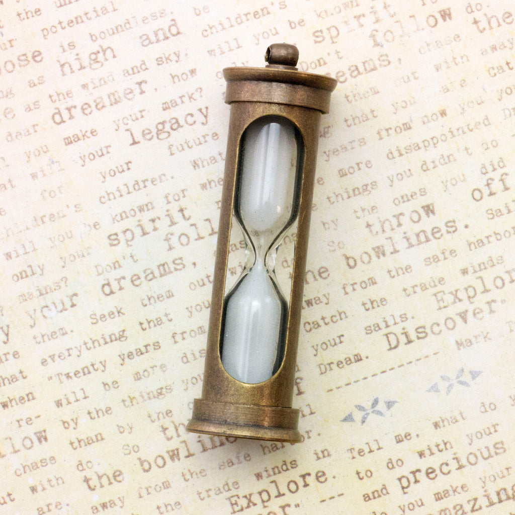 1 Hourglass Pendant - 47 X 14mm - Antique Gold or Antique Silver