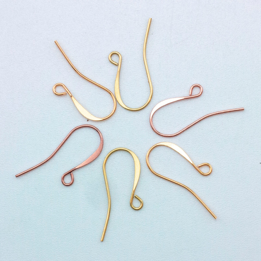 18 Pairs Slope Ear Wires - Gold, Silver, Rose Gold, Antique Silver, Antique Gold, Copper, Antique Copper, Gunmetal, Bright Silver