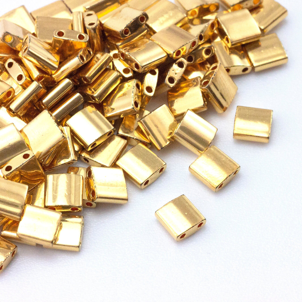 24kt Gold Miyuki Tila Beads - 5mm Square - 100% Guarantee