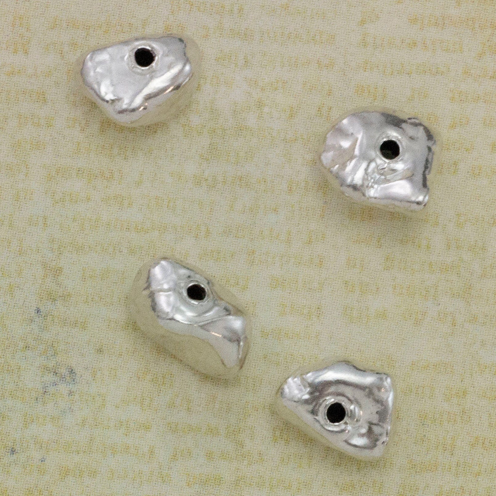 Sterling Silver Nugget Beads -  7.5mm X 5mm
