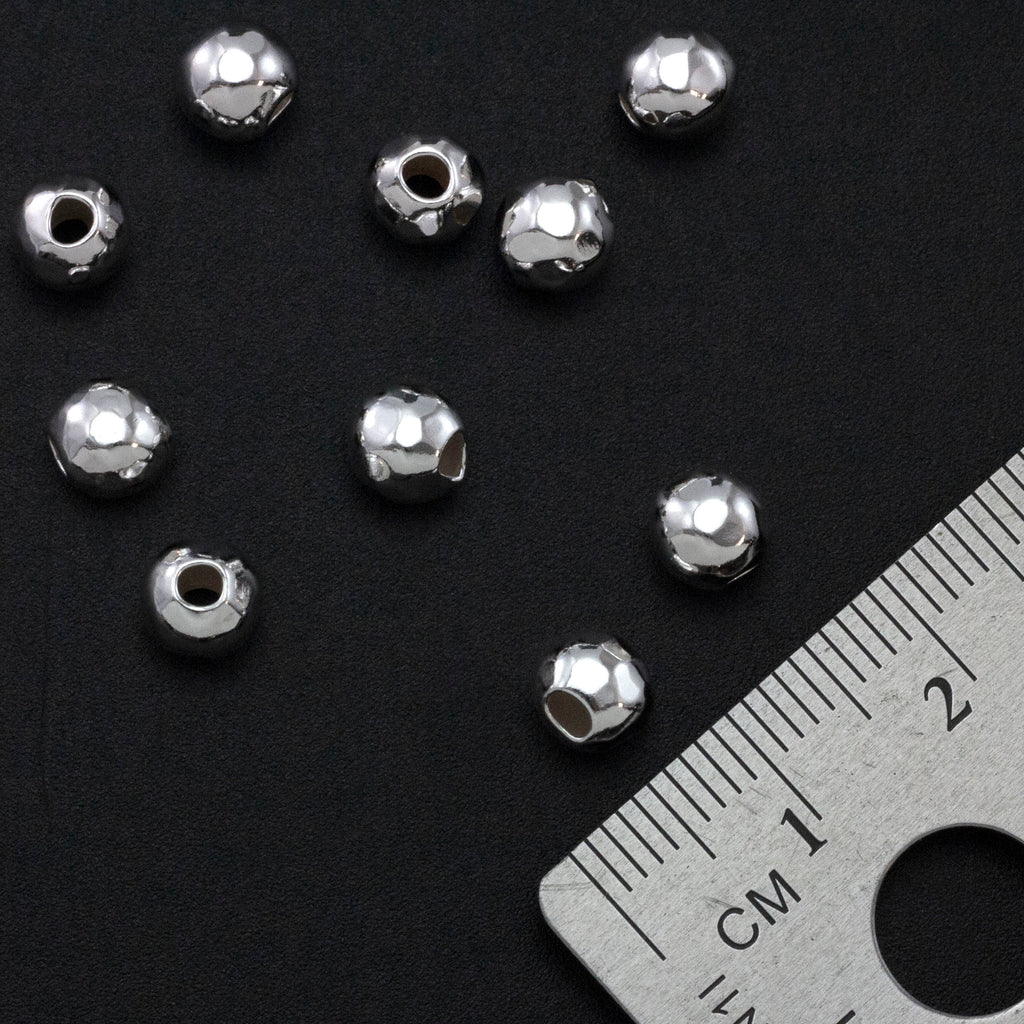 Sterling Silver Hammered Round Beads - 6mm, 8mm, 10mm