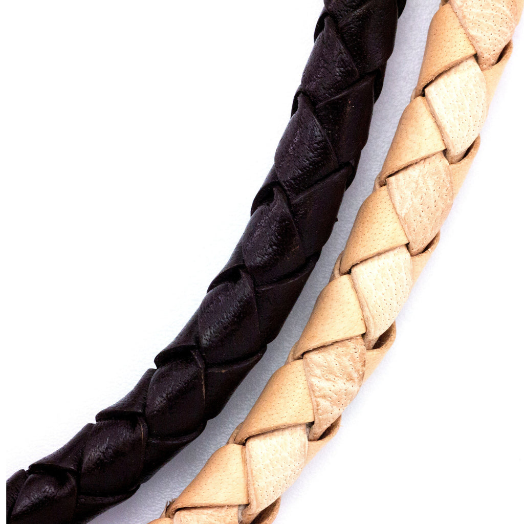 8.2mm Braided Black, Brown or Natural Indian Leather Cord - By The Foot