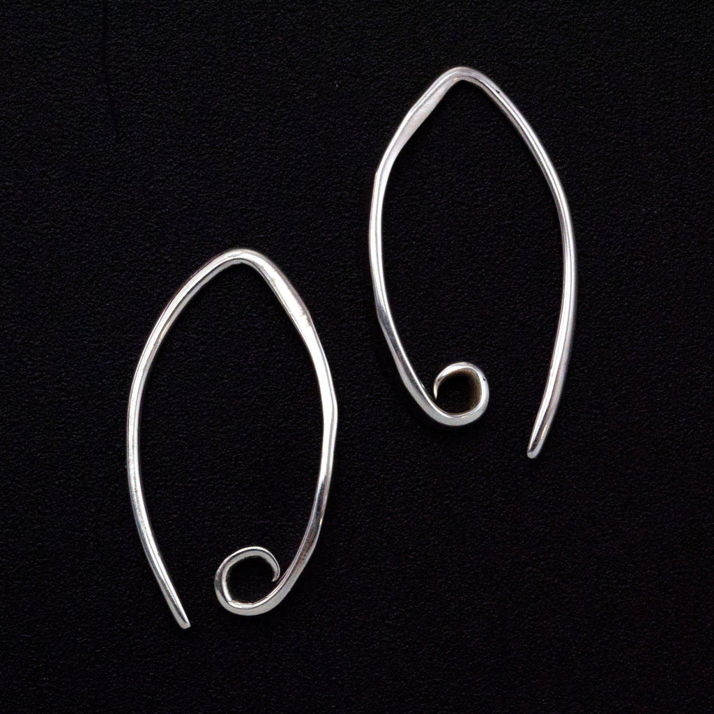 Small Hammered Balloon Sterling Silver Ear Wires 18mm X 9mm